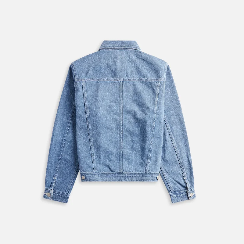 Auralee Selvedge Faded Light Denim Blouson - Washed Indigo