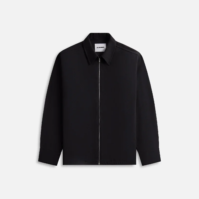 Jil Sander Recycled Polyester Gabardine Zip Jacket - Black