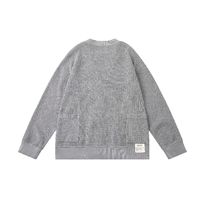 A[S]USL PIGMENT DYE WAFFLE CARDIGAN-GREY