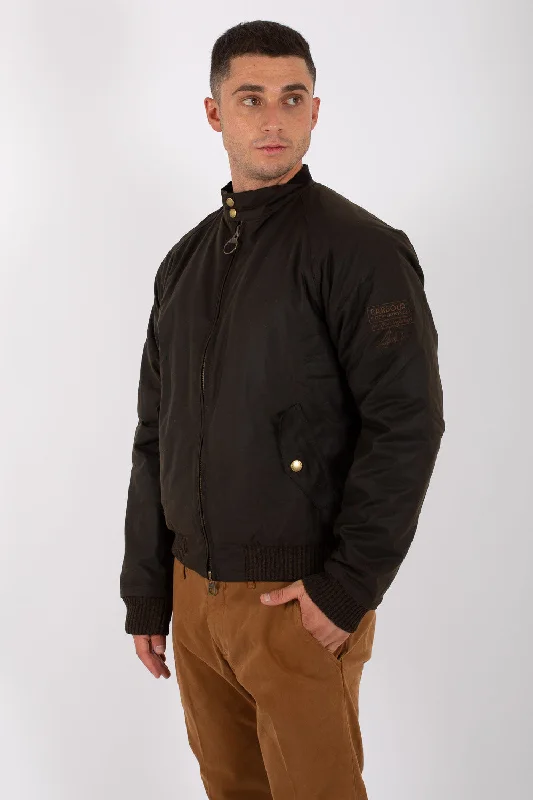 Barbour International Merchant Wax Bomber Spalmato Verde Uomo