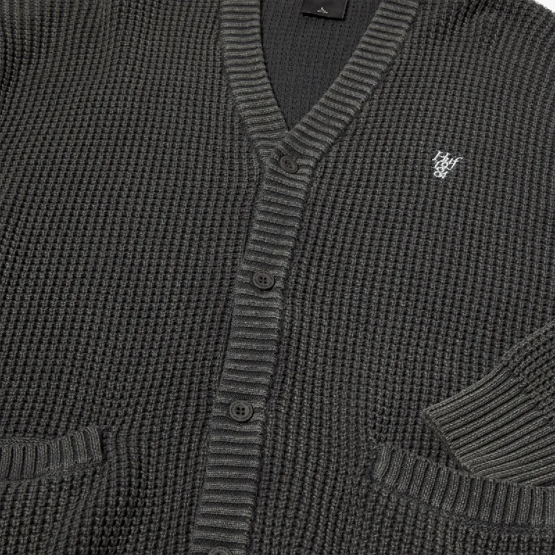 HUF COOLIDGE WAFFLE CARDIGAN-BLACK