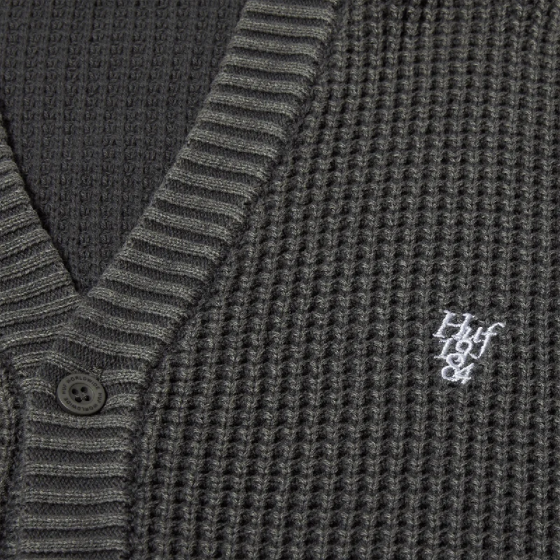 HUF COOLIDGE WAFFLE CARDIGAN-BLACK