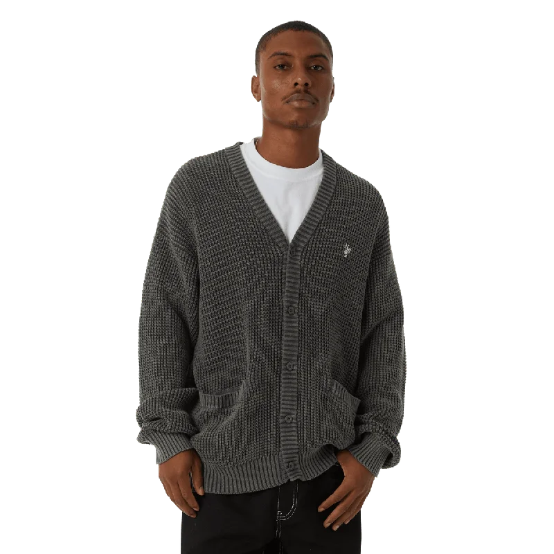 HUF COOLIDGE WAFFLE CARDIGAN-BLACK