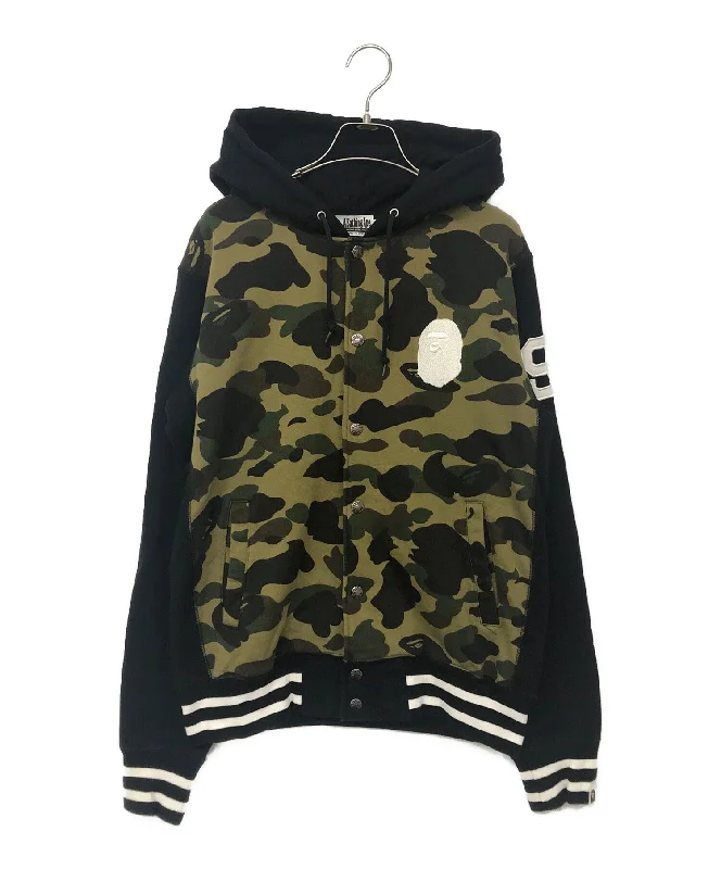 [Pre-owned] A BATHING APE Camo Pattern Sweat Varsity Jacket 001LJA801003X