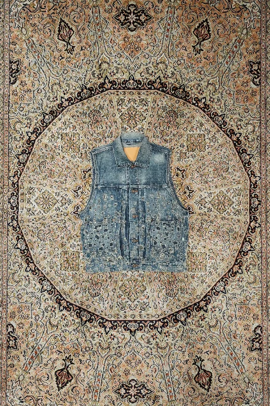 CRASHED MODERN DENIM VEST (FADED INDIGO)