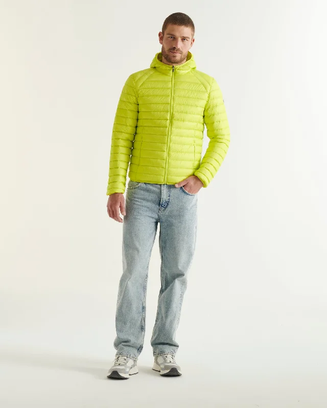 Acid green Nico lightweight hooded puffer jacket