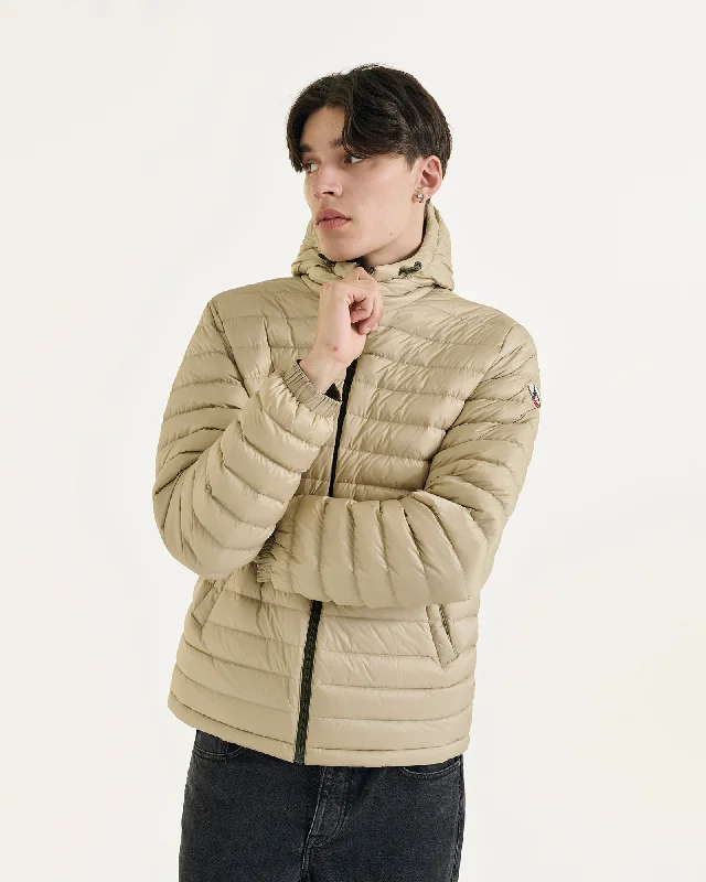 Army/Beige Bergen 2.0 reversible hooded puffer jacket