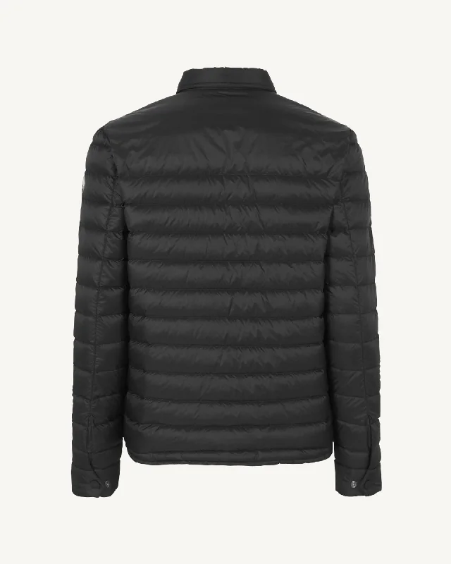 Black Cris lightweight shirt collar puffer jacket