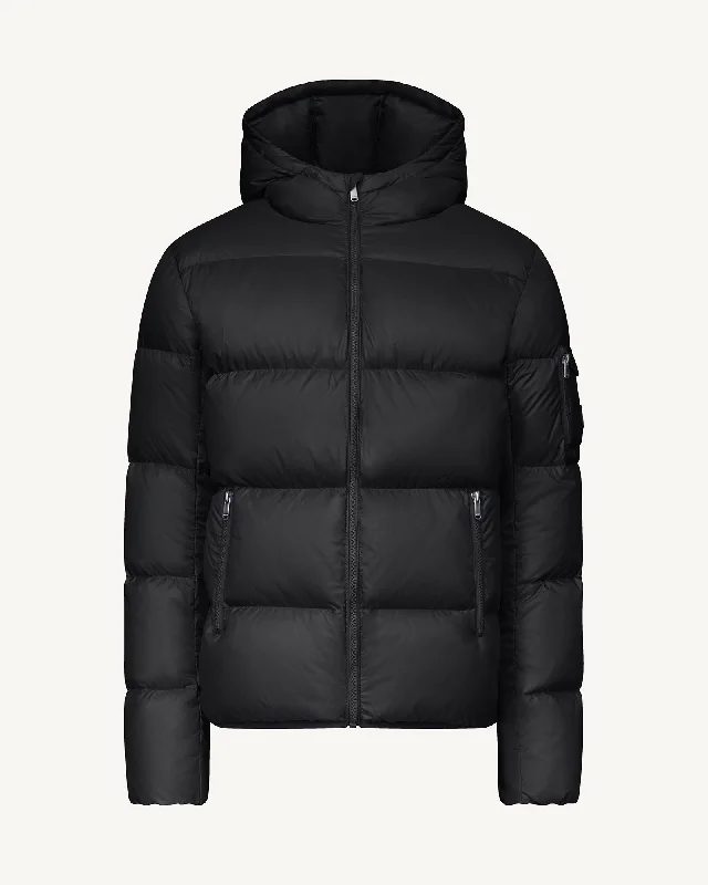 Black Hooded down jacket Java