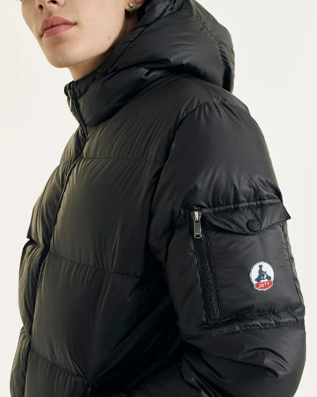 Black Hooded down jacket Java