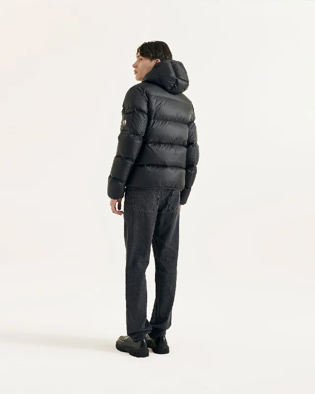 Black Hooded down jacket Java