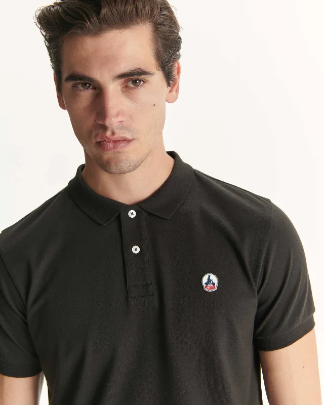 Black Marbella organic cotton polo shirt