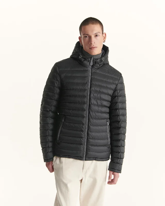 Black Reversible hooded puffer jacket Bergen