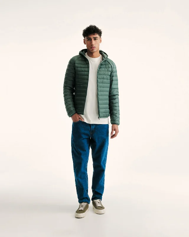 Celadon green Nico lightweight hooded puffer jacket