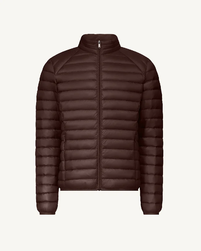 Dark chocolate Lightweight down jacket Mat