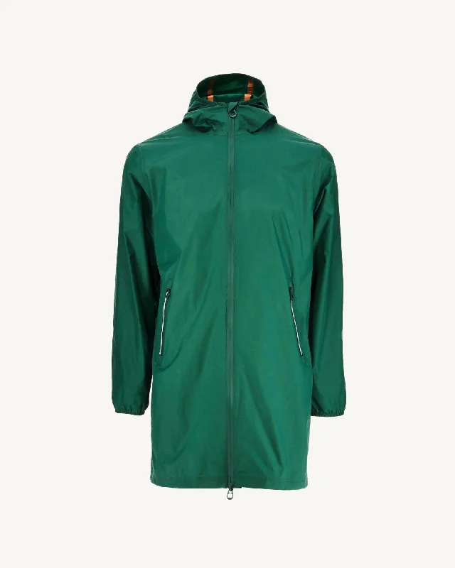 Dark green Stockholm packable waterproof jacket long