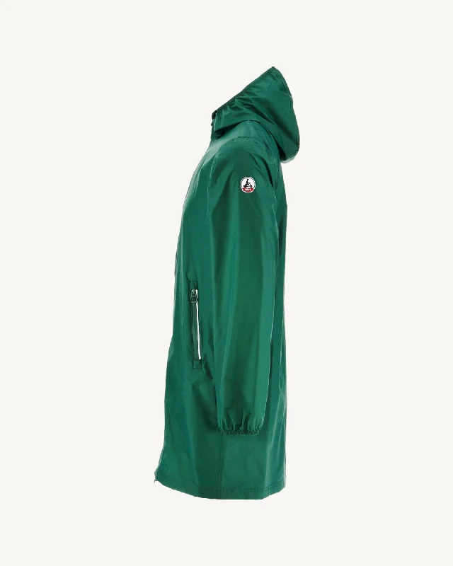 Dark green Stockholm packable waterproof jacket long