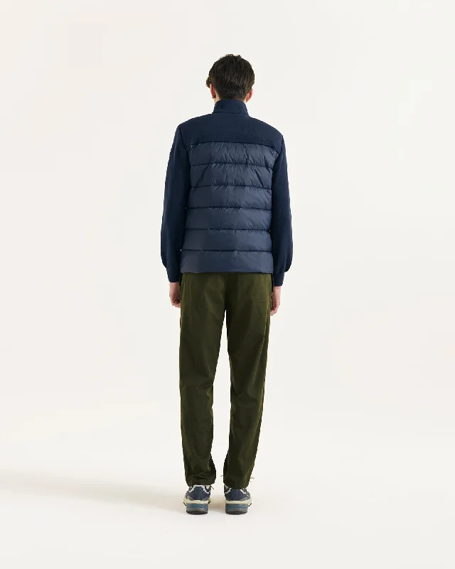 Fargo bi-material knit down jacket Navy