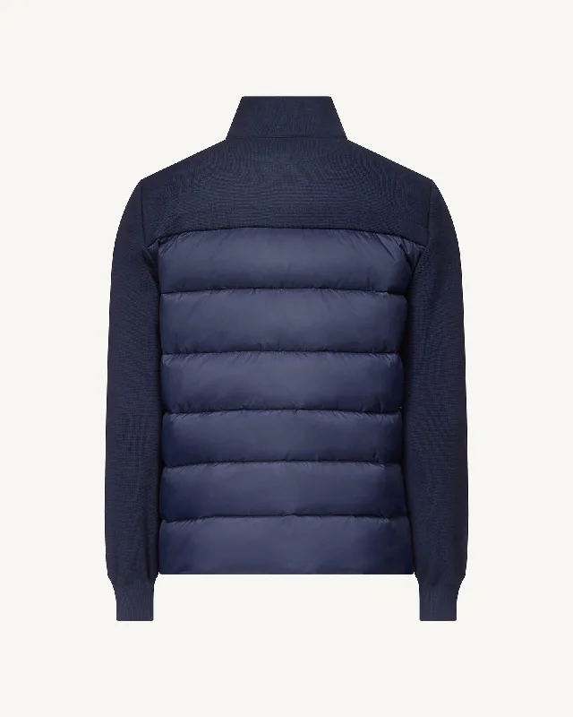 Fargo bi-material knit down jacket Navy