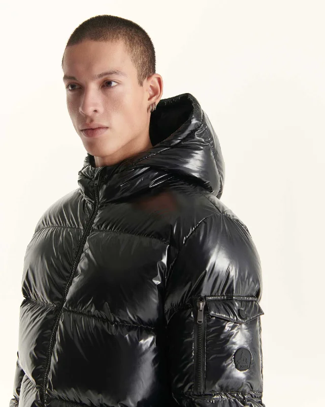 Grand Froid lacquered hooded jacket Black Java