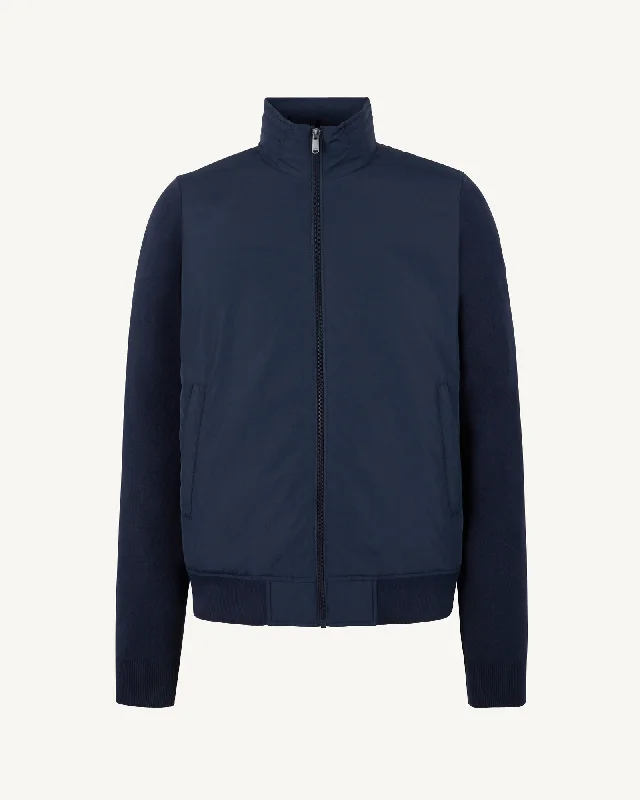 Navy Bardenas bi-fabric hooded jacket