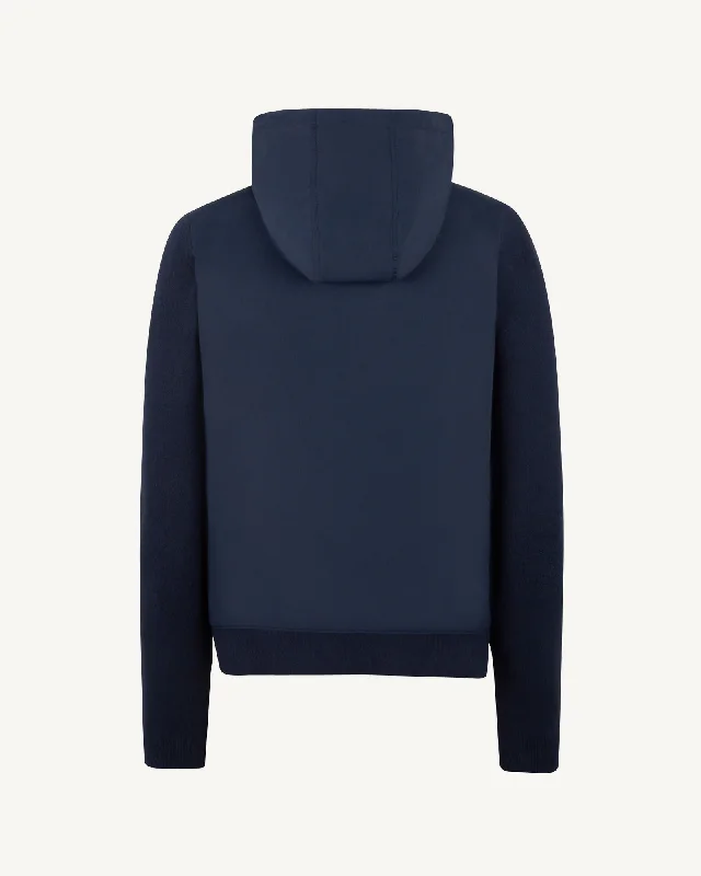 Navy Bardenas bi-fabric hooded jacket