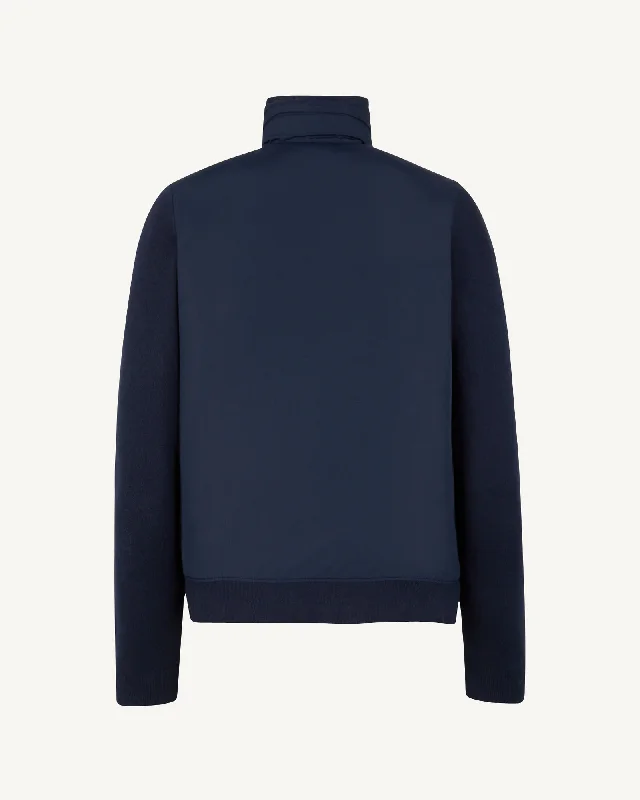 Navy Bardenas bi-fabric hooded jacket