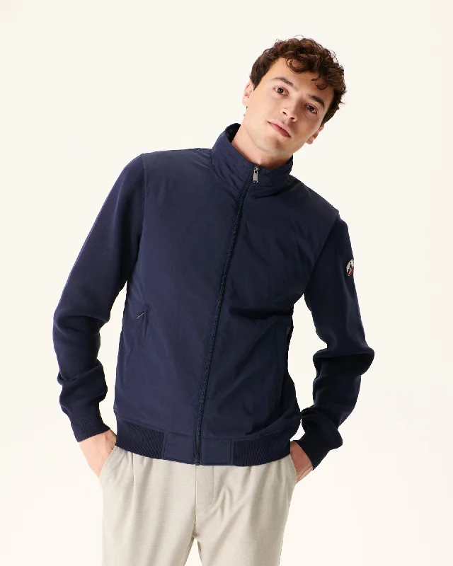 Navy Bardenas bi-fabric hooded jacket