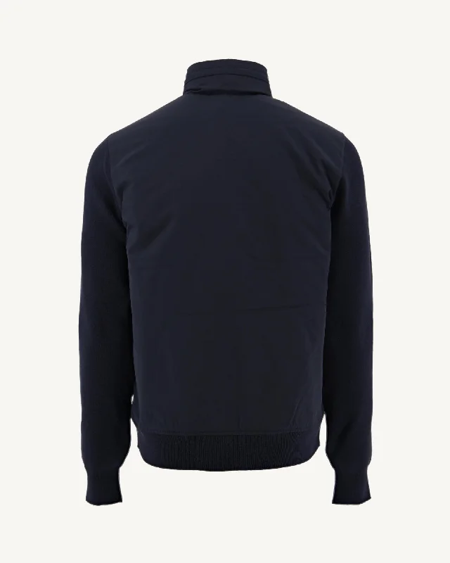 Navy Bardenas bi-fabric hooded jacket