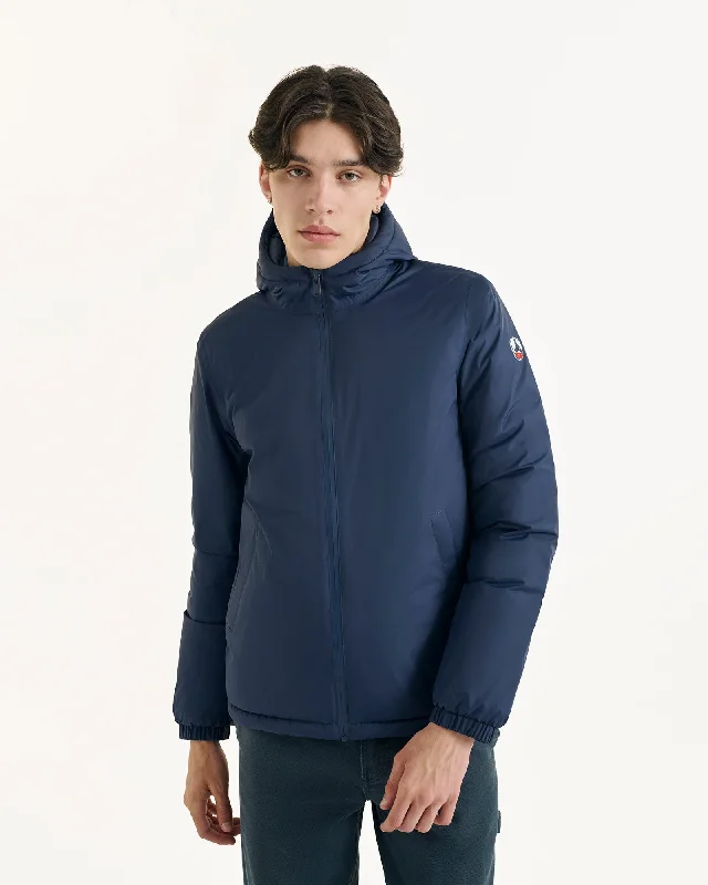 Navy Bergen 2.0 reversible hooded down jacket