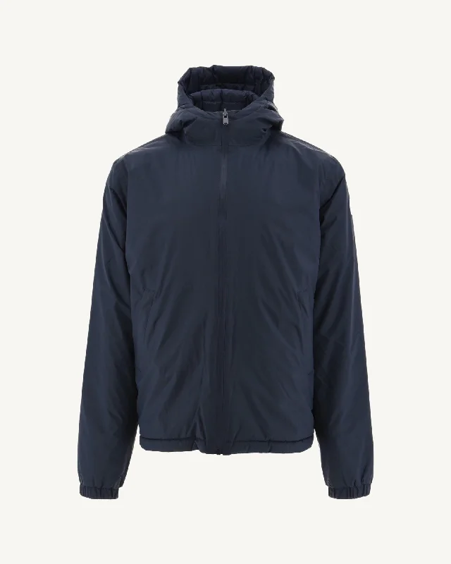 Navy Bergen reversible hooded puffer jacket