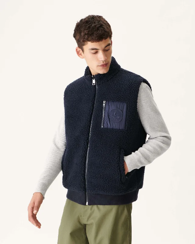 Navy Reversible sleevless down jacket Sami