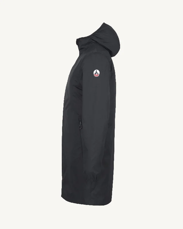 Oban long waterproof jacket with hood Black