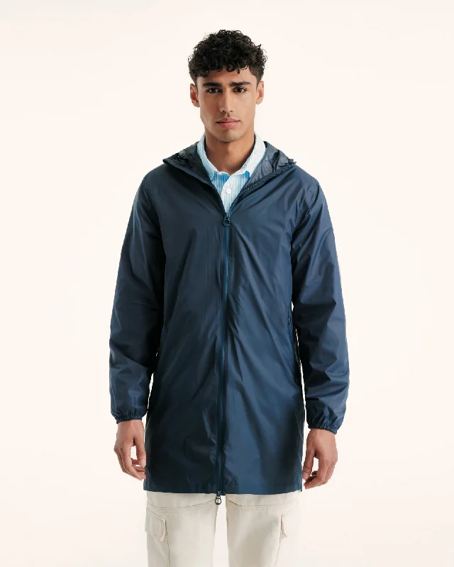 Oban long waterproof jacket with hood Navy