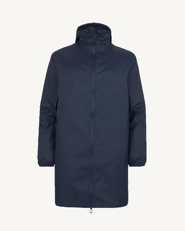 Oban long waterproof jacket with hood Navy