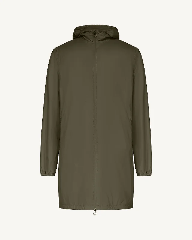 Oban Polar fleece-lined long waterproof jacket Army