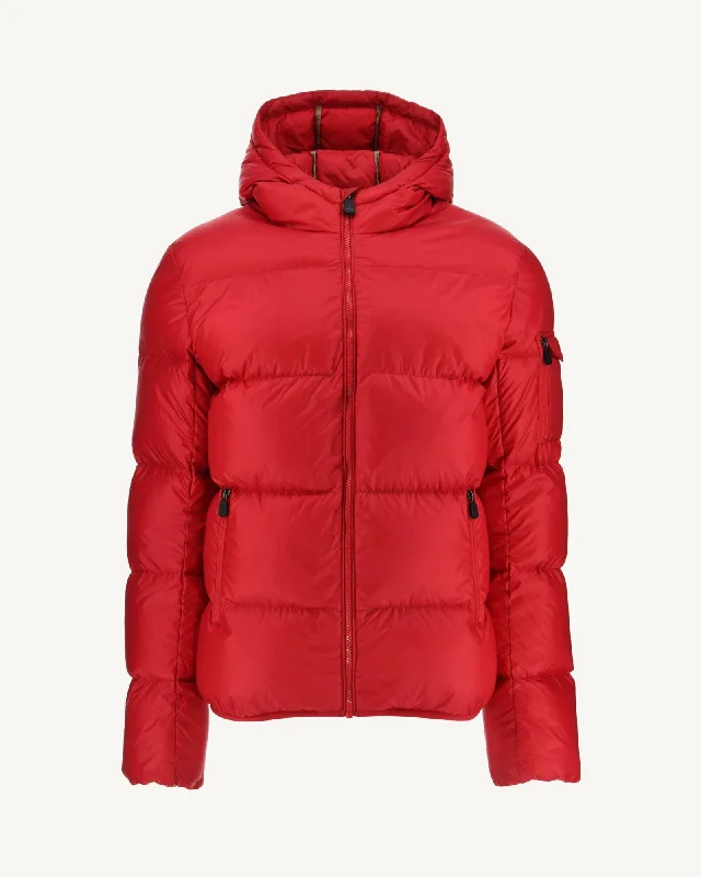 Red Hooded down jacket Java