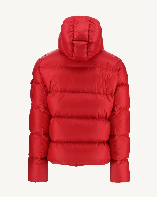 Red Hooded down jacket Java