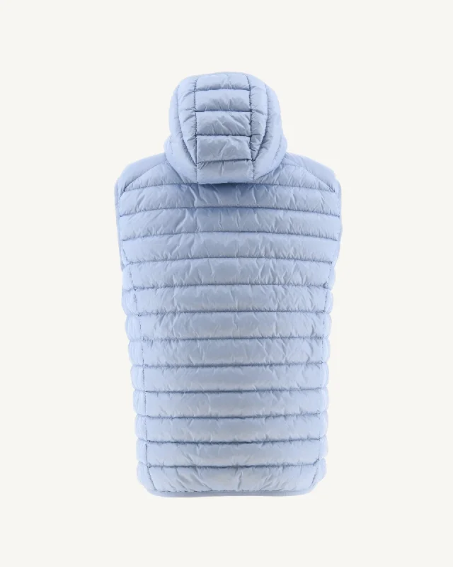 Soft blue Hooded sleeveless down jacket Pat