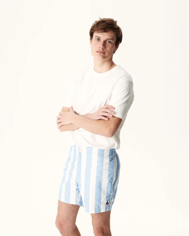 Stripe soft blue/White Deauville swim shorts