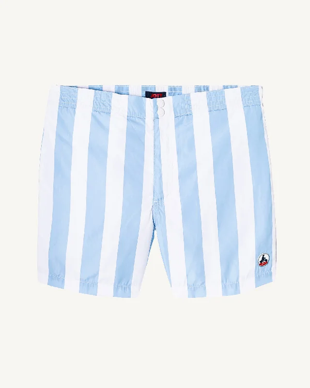 Stripe soft blue/White Deauville swim shorts