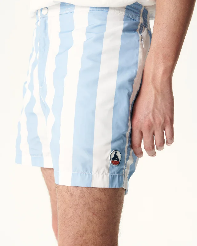 Stripe soft blue/White Deauville swim shorts